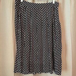 Talbots Midi Skirt Pleated A-Line High Waist Black Patterned Womens 12 Preppy